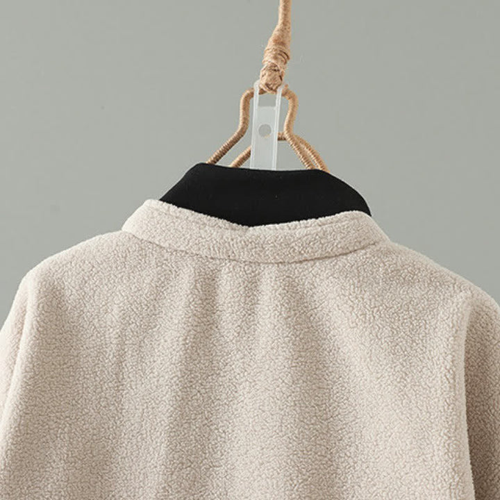 Buddha Stones Winterliche, lässige Damenjacke im Tang-Stil mit Stehkragen und Tasche - image 9