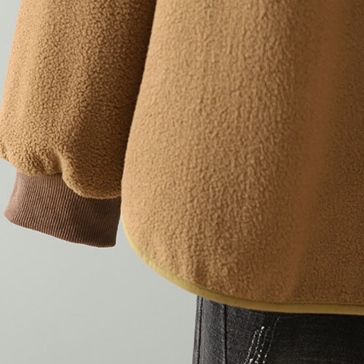 Buddha Stones Winterliche, lässige Damenjacke im Tang-Stil mit Stehkragen und Tasche - image 3