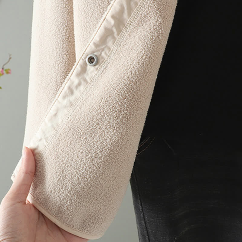 Buddha Stones Winterliche, lässige Damenjacke im Tang-Stil mit Stehkragen und Tasche - image 12
