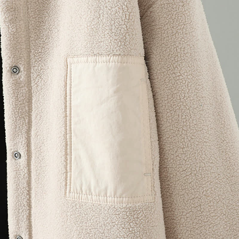 Buddha Stones Winterliche, lässige Damenjacke im Tang-Stil mit Stehkragen und Tasche - image 14