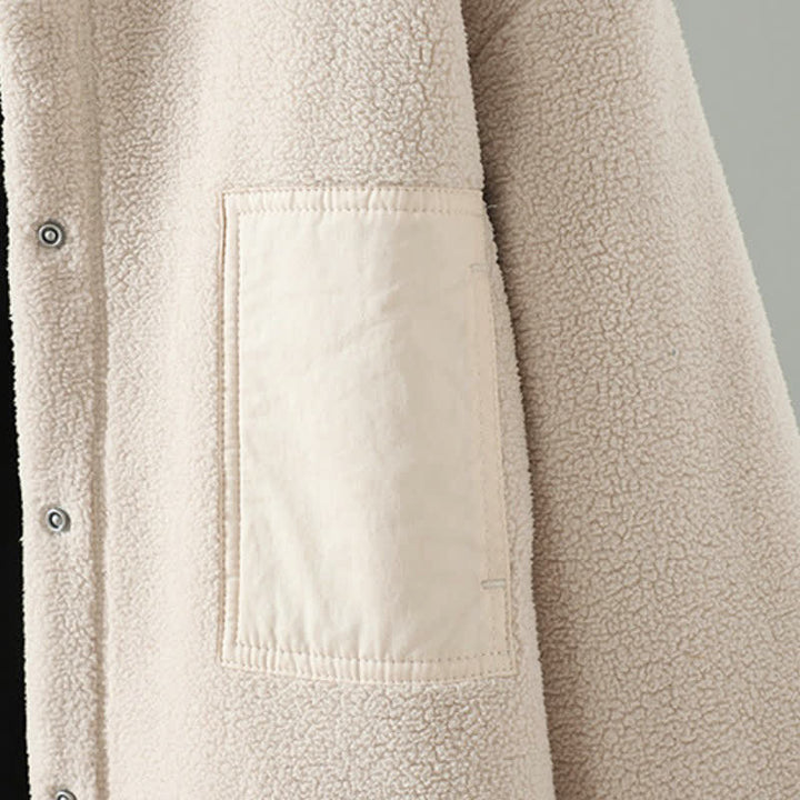 Buddha Stones Winterliche, lässige Damenjacke im Tang-Stil mit Stehkragen und Tasche - image 14