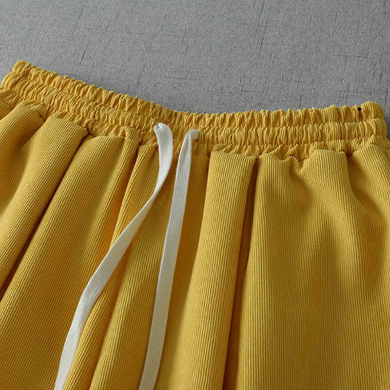 Buddha Stones Lässige Caprihose mit Kordelzug für Frühling und Sommer, einfarbig, Damen, weites Bein, mit Tasche - image 1