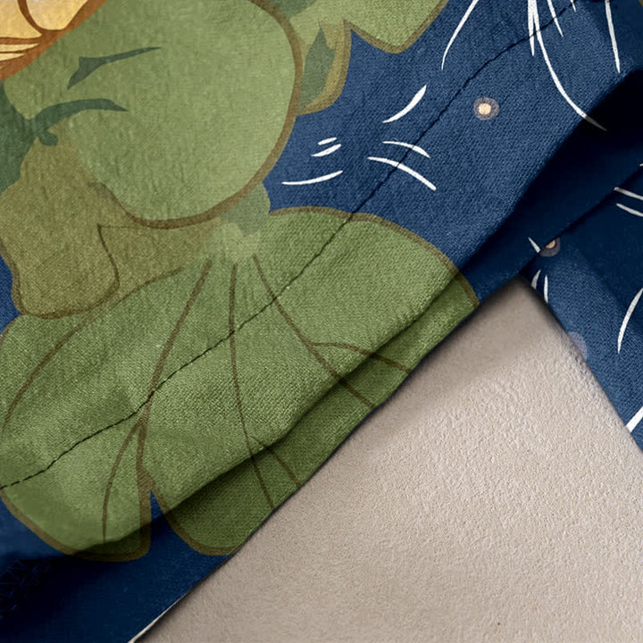 Buddha Stones Damenhose aus reiner Baumwolle mit japanischem Koi-Lotus-Muster, elastischem Bund und Taschen - image 2