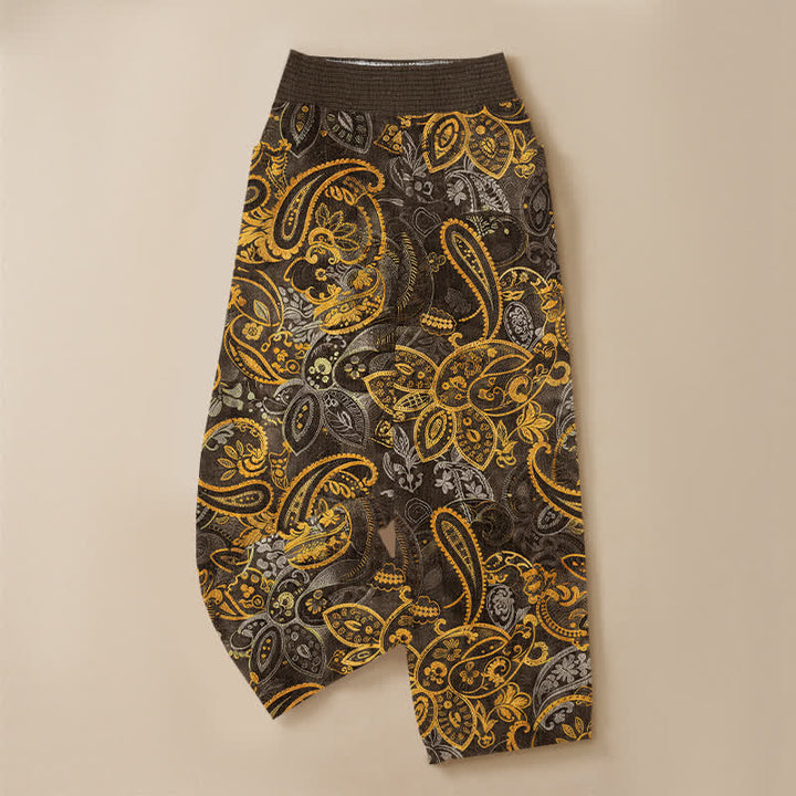 Buddha Stones Baumwoll-Haremshose im Vintage-Paisley-Blumenmuster mit Falten, elastischem Bund und Taschen für Damen - image 13