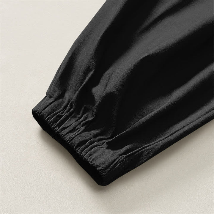 Buddha Stones Herren-Haremshose aus reiner Baumwolle mit Tiger-Bambus-Muster, Kordelzug und Taschen - image 4
