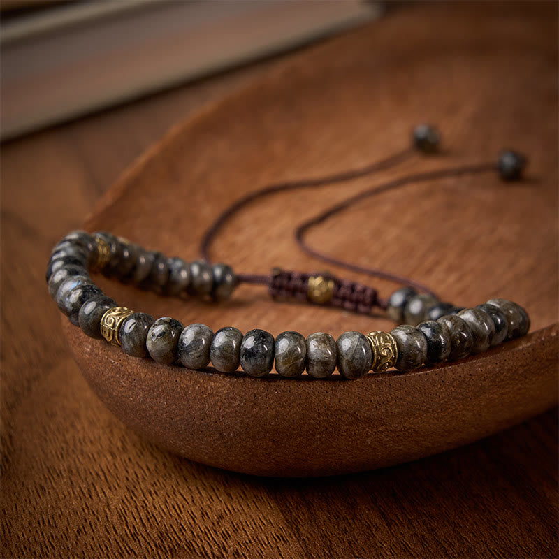 Buddha Stones Vintage-Armband mit schwarzem Mondstein und Abakus-Perlen – Intuitionsarmband - Schwarzer Mondstein (Handgelenkumfang: 16-17 cm) - image 0