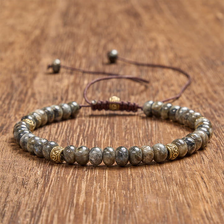 Buddha Stones Vintage-Armband mit schwarzem Mondstein und Abakus-Perlen – Intuitionsarmband - image 1