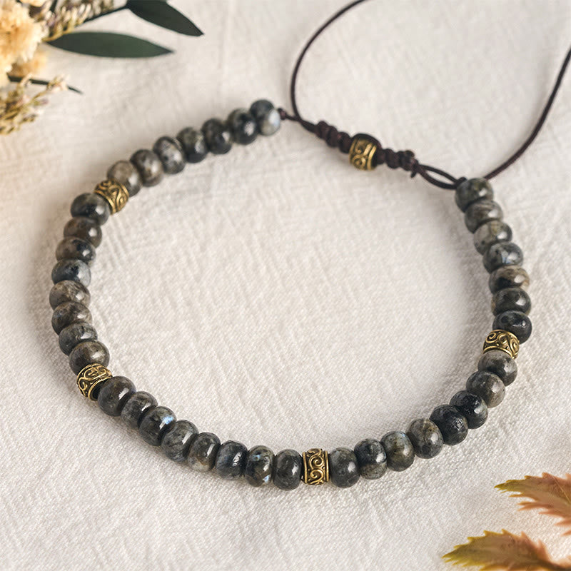 Buddha Stones Vintage-Armband mit schwarzem Mondstein und Abakus-Perlen – Intuitionsarmband - image 4