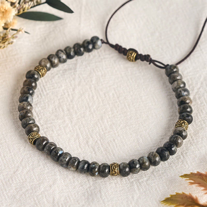 Buddha Stones Vintage-Armband mit schwarzem Mondstein und Abakus-Perlen – Intuitionsarmband - image 4