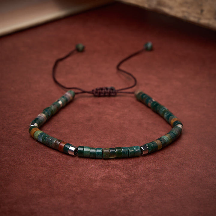 Buddha Stones Natürliches indisches Achat-Armband mit geflochtenen Balanceperlen - image 1