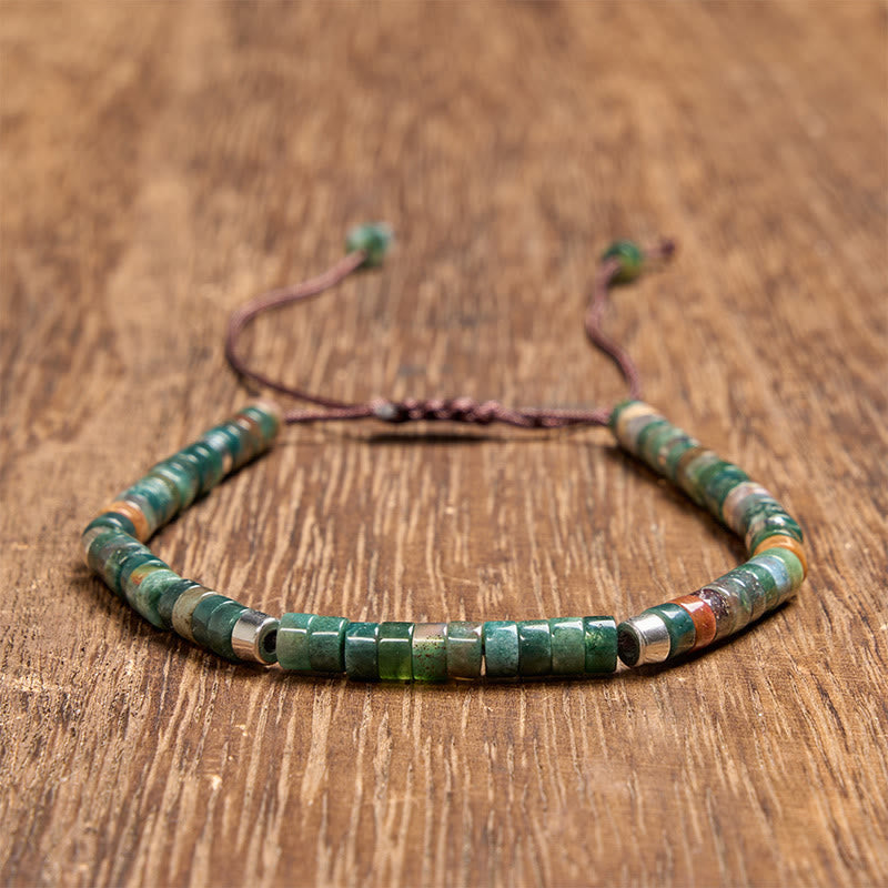 Buddha Stones Natürliches indisches Achat-Armband mit geflochtenen Balanceperlen - Indischer Achat (Handgelenkumfang: 16-17 cm) - image 0