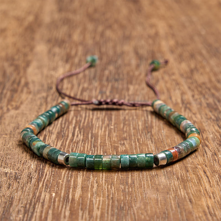 Buddha Stones Natürliches indisches Achat-Armband mit geflochtenen Balanceperlen - Indischer Achat (Handgelenkumfang: 16-17 cm) - image 0