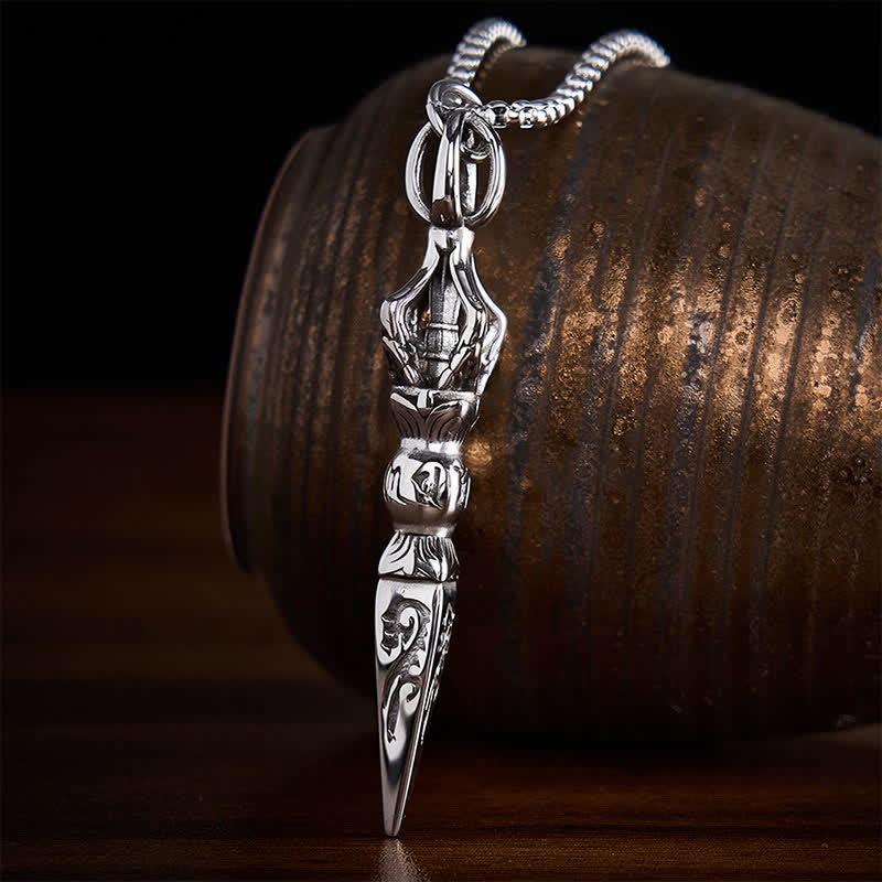 Buddha Stones Vintage-Anhänger aus Titanstahl mit Vajra-Motiv (spirituelle Kraft) - image 1