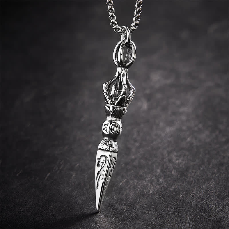 Buddha Stones Vintage-Anhänger aus Titanstahl mit Vajra-Motiv (spirituelle Kraft) - Vajra - image 0