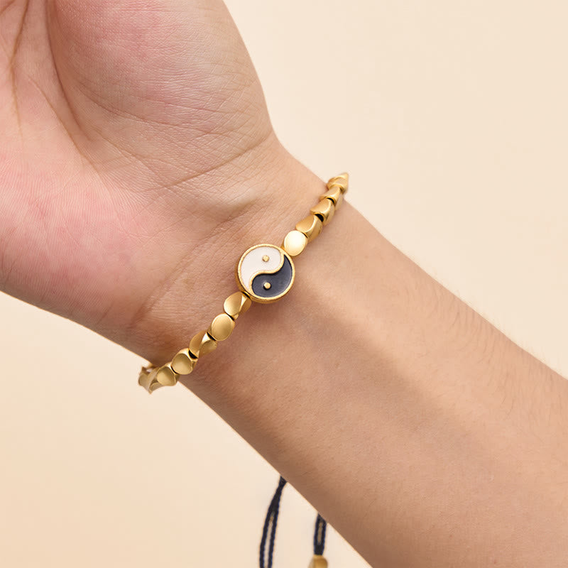 Buddha Stones Tibetisches Yin-Yang-Armband aus Kupferperlen und schwarzer Schnur - image 8