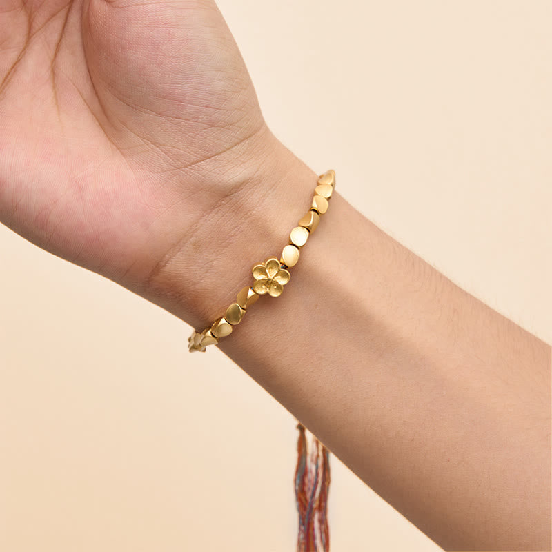 Buddha Stones Buntes Armband aus tibetischen Kupferperlen mit Pfirsichblütenmotiv - image 9