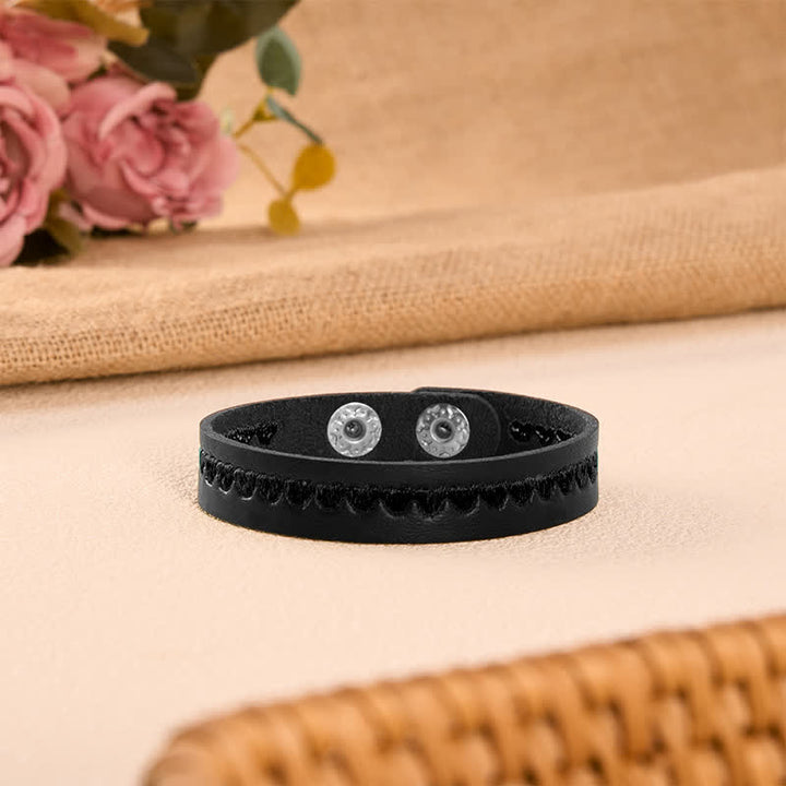 Buddha Stones Verstellbares Lederarmband mit gesticktem Herz und Schutzschnalle - image 31