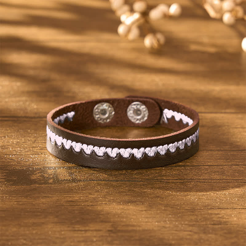 Buddha Stones Verstellbares Lederarmband mit gesticktem Herz und Schutzschnalle - image 16
