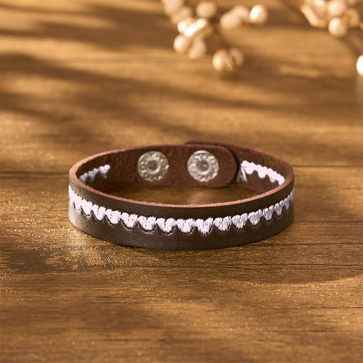 Buddha Stones Verstellbares Lederarmband mit gesticktem Herz und Schutzschnalle - image 16