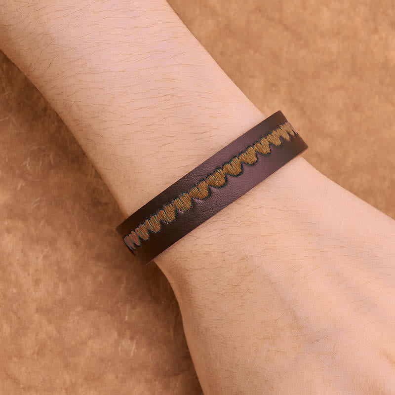 Buddha Stones Verstellbares Lederarmband mit gesticktem Herz und Schutzschnalle - image 26