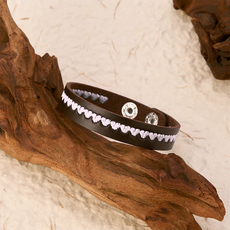 Buddha Stones Verstellbares Lederarmband mit gesticktem Herz und Schutzschnalle - image 18