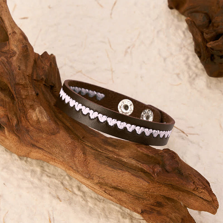 Buddha Stones Verstellbares Lederarmband mit gesticktem Herz und Schutzschnalle - image 18