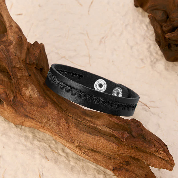 Buddha Stones Verstellbares Lederarmband mit gesticktem Herz und Schutzschnalle - image 32