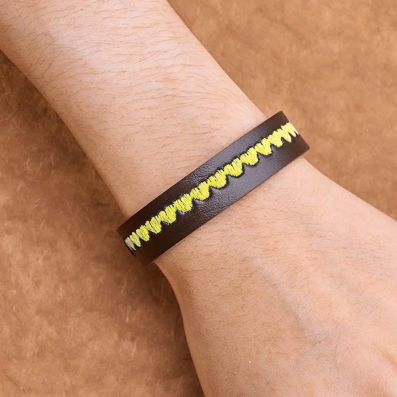 Buddha Stones Verstellbares Lederarmband mit gesticktem Herz und Schutzschnalle - image 12