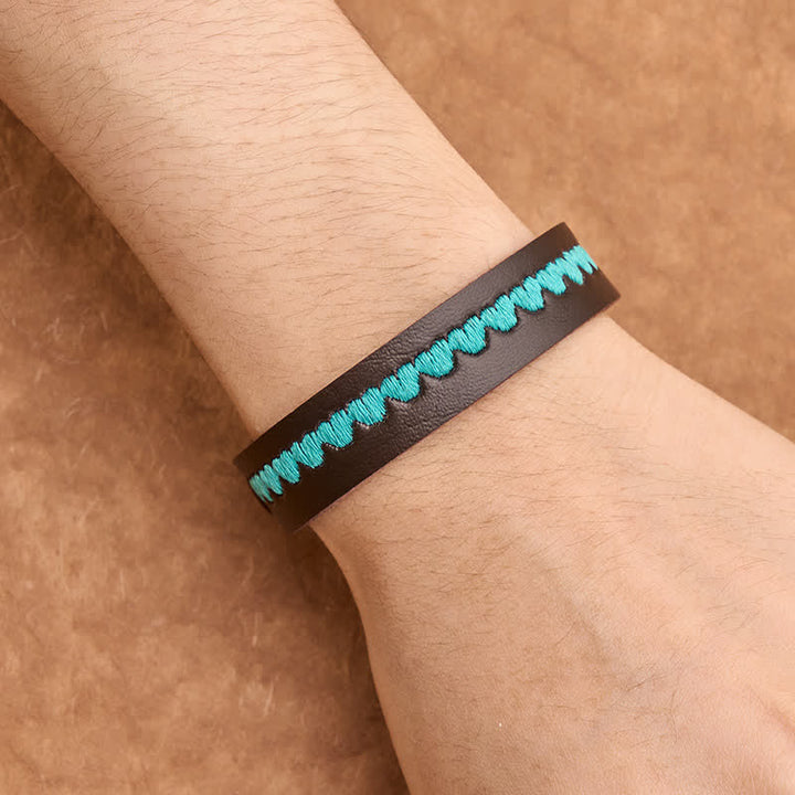 Buddha Stones Verstellbares Lederarmband mit gesticktem Herz und Schutzschnalle - image 4