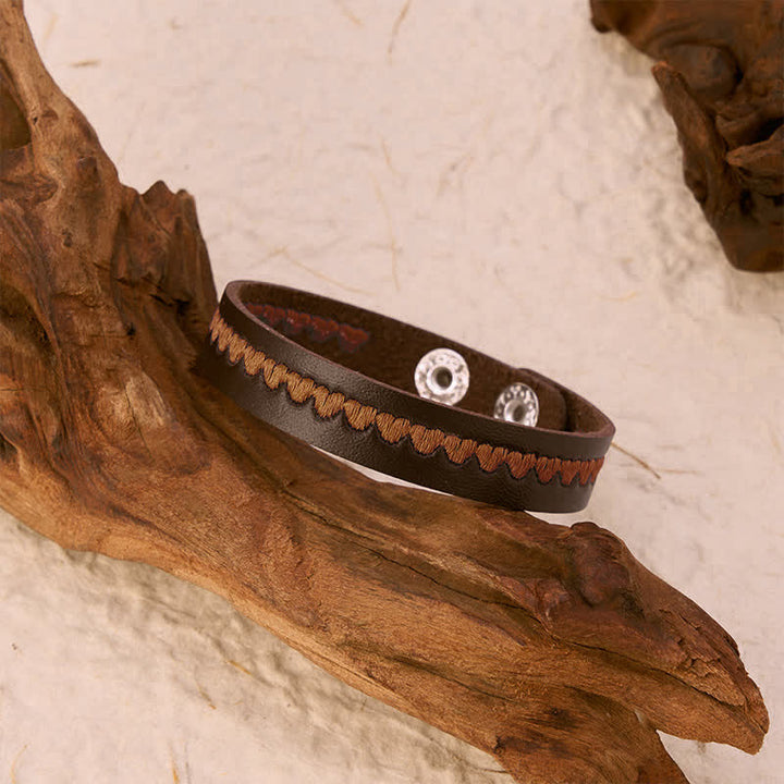 Buddha Stones Verstellbares Lederarmband mit gesticktem Herz und Schutzschnalle - image 25