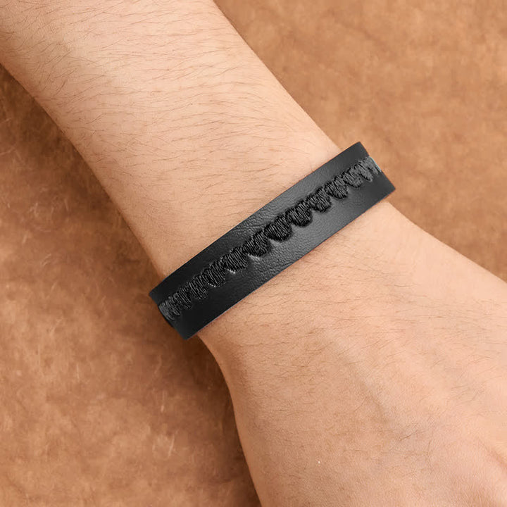 Buddha Stones Verstellbares Lederarmband mit gesticktem Herz und Schutzschnalle - image 33