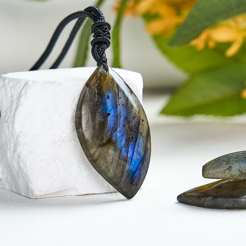 Buddha Stones Labradorit-Blatt-Design, intuitive geflochtene Seilkette - image 2