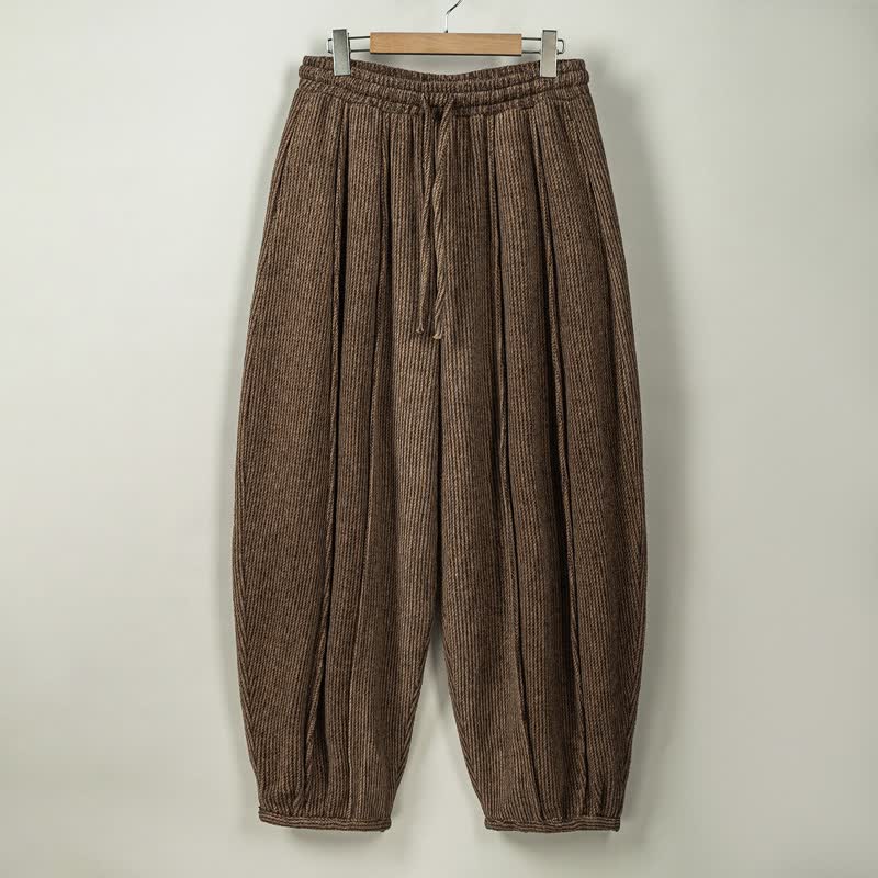 Buddha Stones Lässige Vintage-Haremshose für Herren mit Kordelzug und Taschen – ideal für Herbst und Winter - Sattelbraun - US/ UK/AU46, EU56 (5XL) - image 0