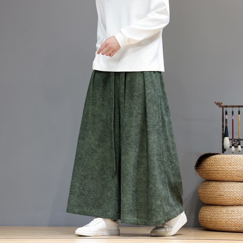 Buddha Stones Lässige Herren-Cordhose mit Kordelzug, weitem Bein und Taschen, Vintage-Stil, strukturiertes Design, Herbst/Winter - Dunkelolivgrün - US/ UK/AU46, EU56 (5XL) - image 0