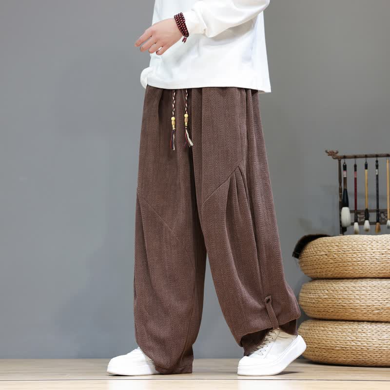 Buddha Stones Lässige Boho-Haremshose für Herren mit Kordelzug und Taschen für Herbst und Winter - Sattelbraun - US/ UK/AU46, EU56 (5XL) - image 0