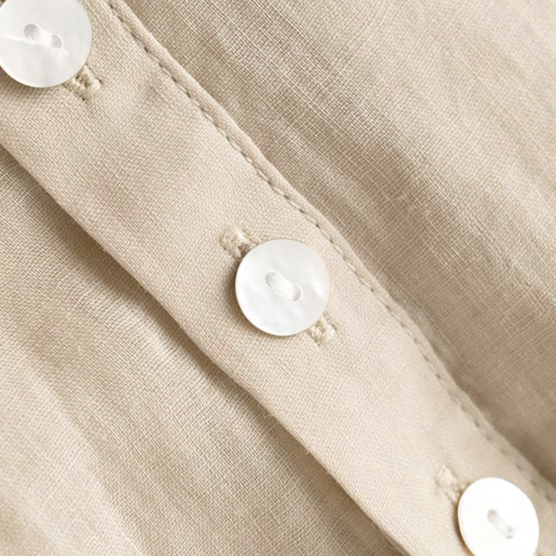 Buddha Stones Vintage Button Three Quarter Puff Sleeve V-Neck Damenhemd - image 12