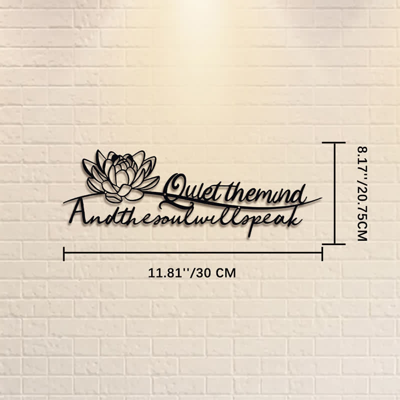 Buddha Stones Lotus-Zitat: Beruhige den Geist, und die Seele wird sprechen – Bedeutungsvolle Symbole als Wandkunst - Ca. 30 cm x 10,26 cm x 0,1 cm / 11,81 Zoll x 4,04 Zoll x 0,04 Zoll - image 4