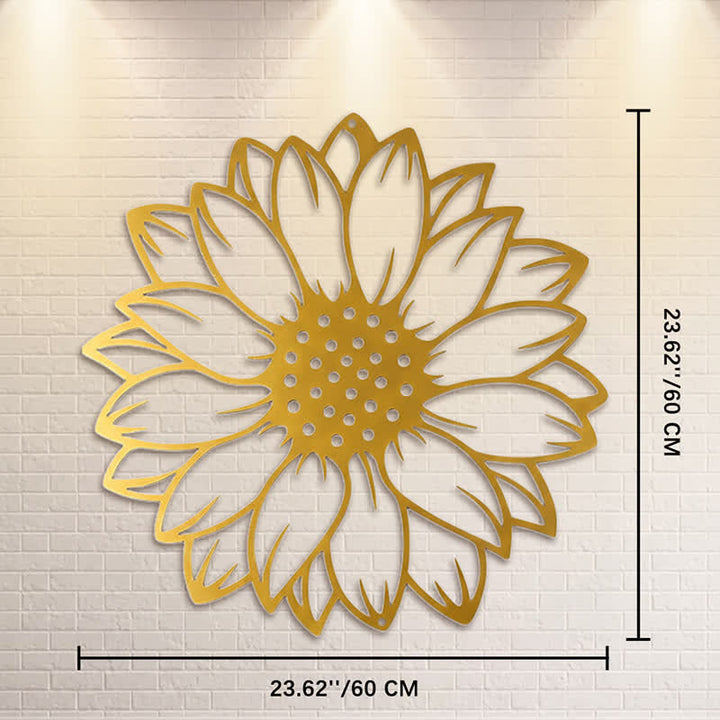 Buddha Stones Runde Wanddekoration aus Metall mit Sonnenblumenmotiv - Gold - Ca. 60 cm x 60 cm x 0,12 cm / 23,62 Zoll x 23,62 Zoll x 0,05 Zoll - image 30