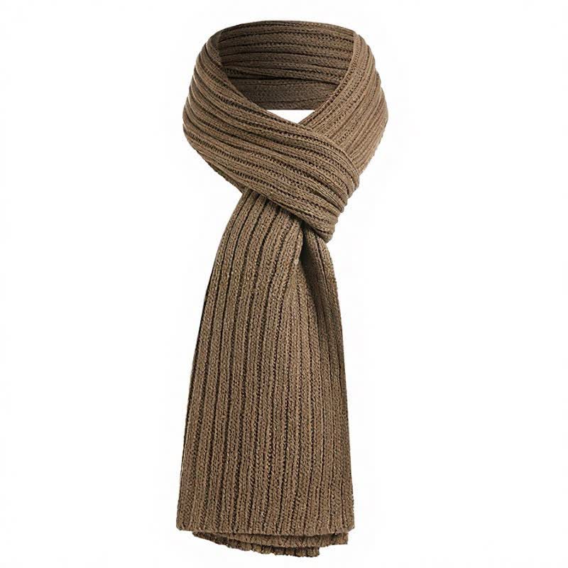 Buddha Stones Klassischer, langer, gerippter Strickschal für Herren – perfekt für Herbst und Winter - Bräunen - image 3
