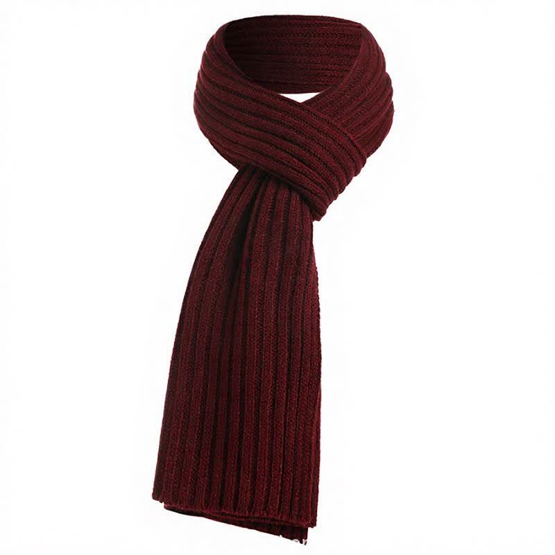 Buddha Stones Klassischer, langer, gerippter Strickschal für Herren – perfekt für Herbst und Winter - Dunkelrot - image 5