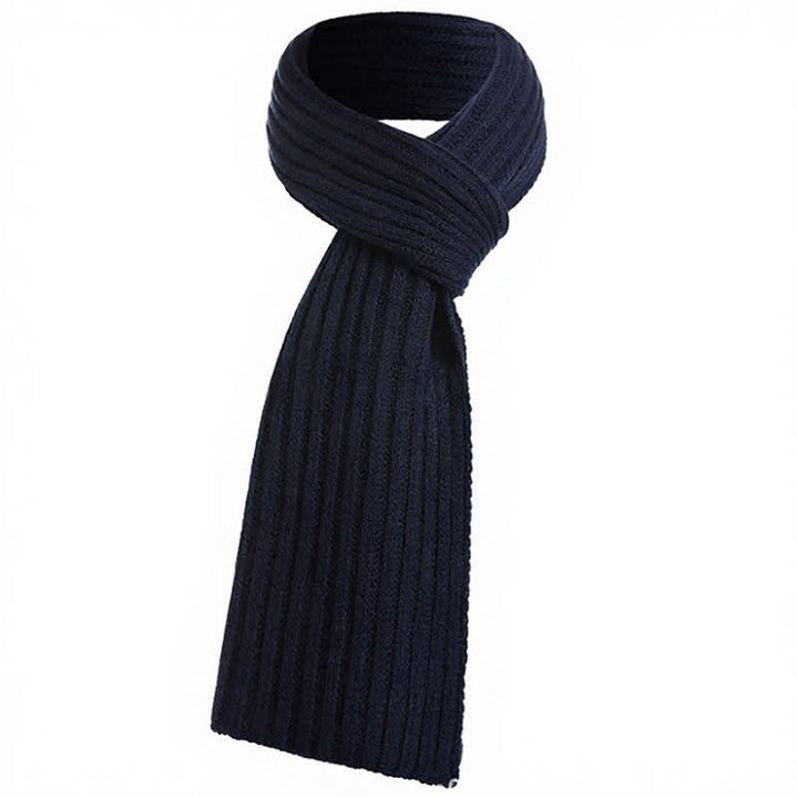 Buddha Stones Klassischer, langer, gerippter Strickschal für Herren – perfekt für Herbst und Winter - Mitternachtsblau - image 1