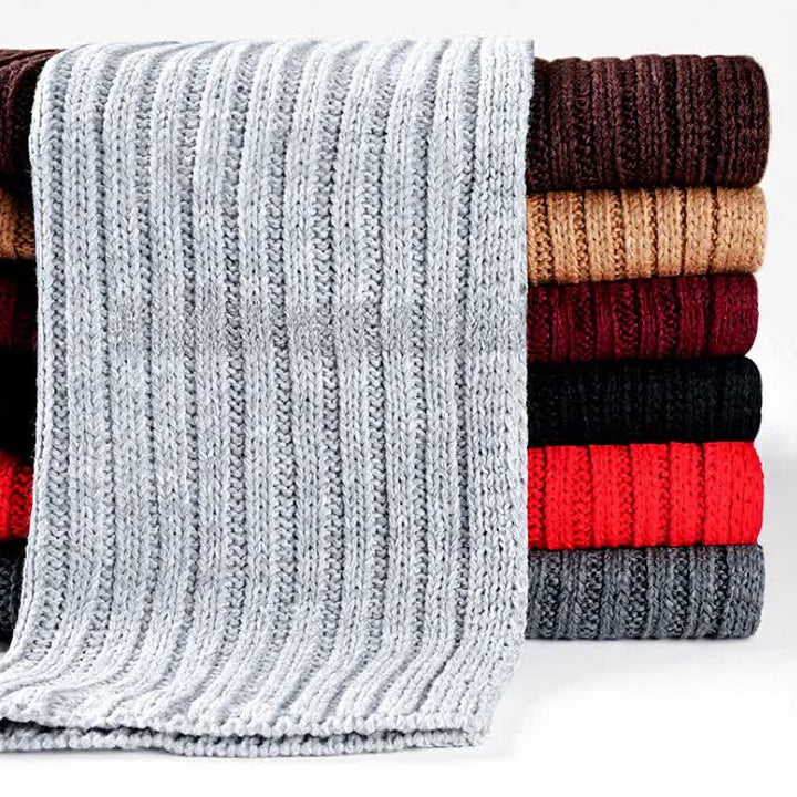 Buddha Stones Klassischer, langer, gerippter Strickschal für Herren – perfekt für Herbst und Winter - image 16