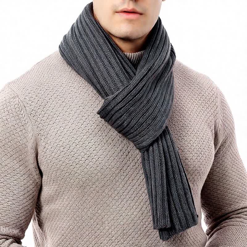 Buddha Stones Klassischer, langer, gerippter Strickschal für Herren – perfekt für Herbst und Winter - image 10