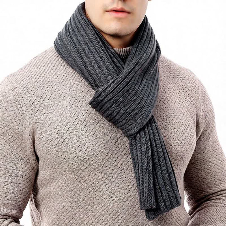 Buddha Stones Klassischer, langer, gerippter Strickschal für Herren – perfekt für Herbst und Winter - image 10