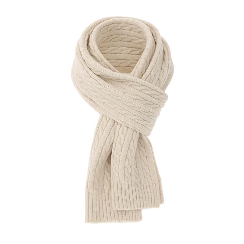 Buddha Stones Klassischer, kuscheliger Zopfstrick-Herrenschal für Herbst und Winter - Beige - image 20