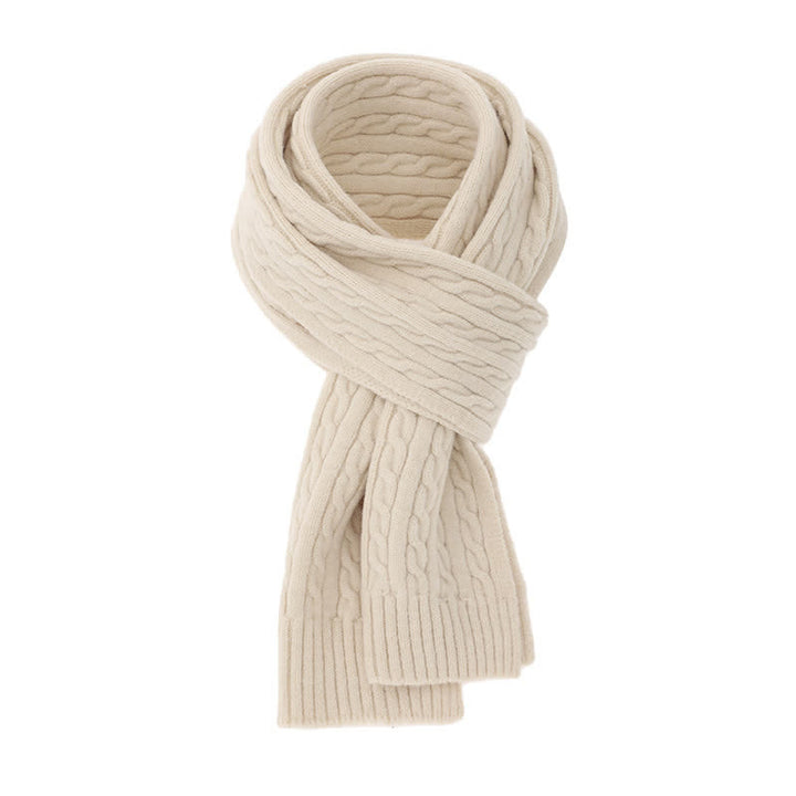 Buddha Stones Klassischer, kuscheliger Zopfstrick-Herrenschal für Herbst und Winter - Beige - image 20