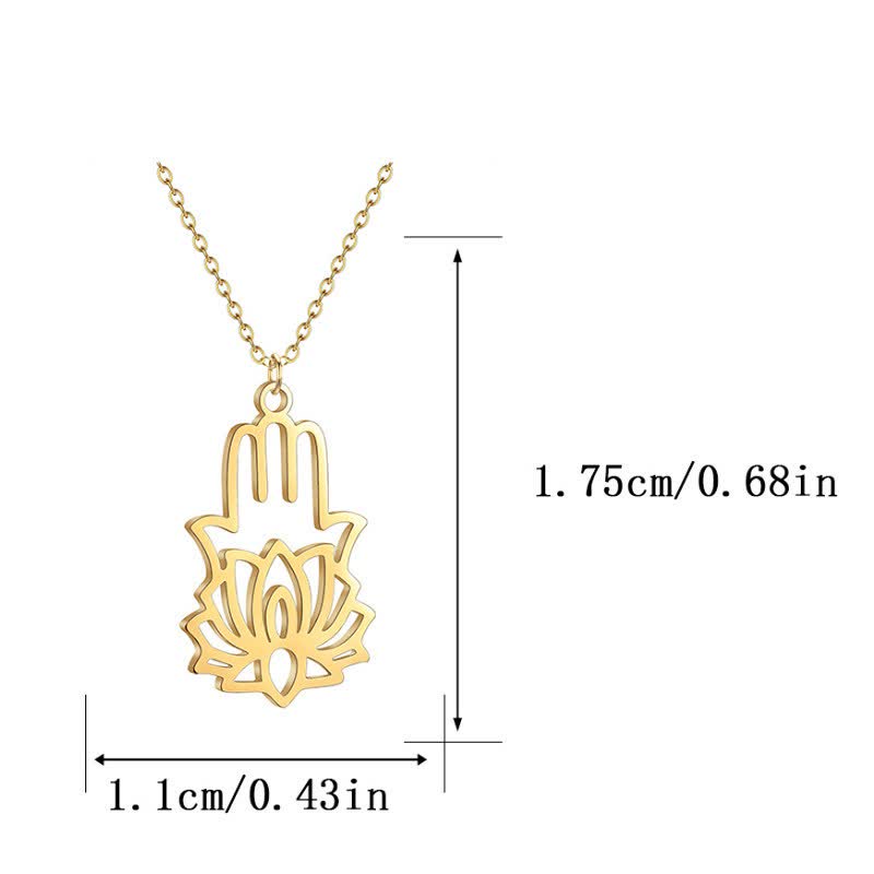 Buddha Stones Lotus-Hamsa-Halskette aus Titanstahl zum Schutz der Hände - image 9