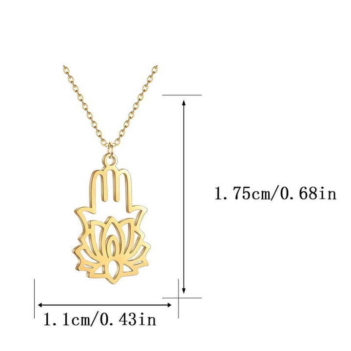 Buddha Stones Lotus-Hamsa-Halskette aus Titanstahl zum Schutz der Hände - image 9