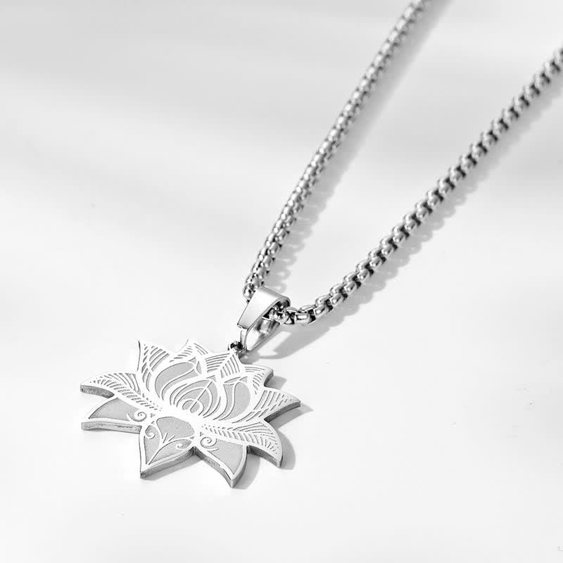 Buddha Stones Meditations-Lotus-Halskette aus Titanstahl – Schutz und Reinheit - image 1