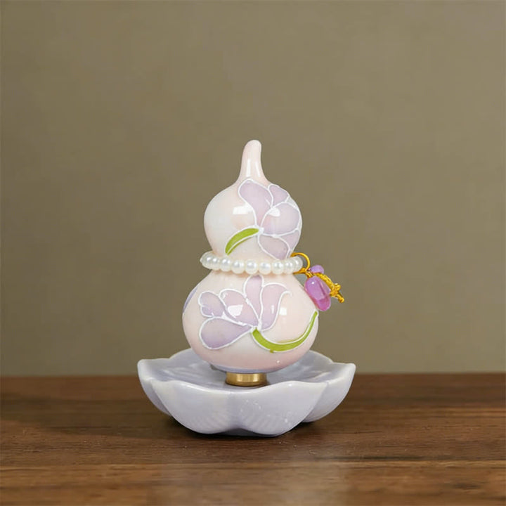 Buddha Stones Handbemalter Keramik-Pfingstrosenkürbis – Symbol für Wohlstand und Achtsamkeit - Lila Lotus-Anhänger - Ca. 6 x 8 cm (zufälliges Zubehör) - image 2